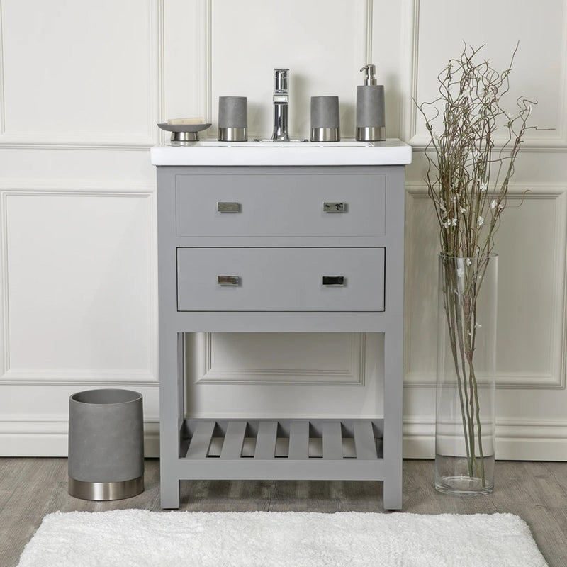 Concrete Bath Accessory Set and Waste Basket