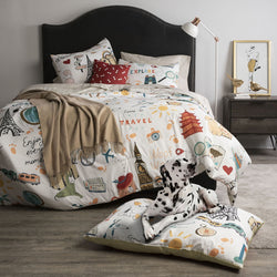 Dog Whisperer Globe Comforter Set & Pet Bed