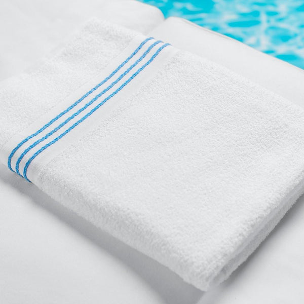 Hotel Stripe Border Pool Towel