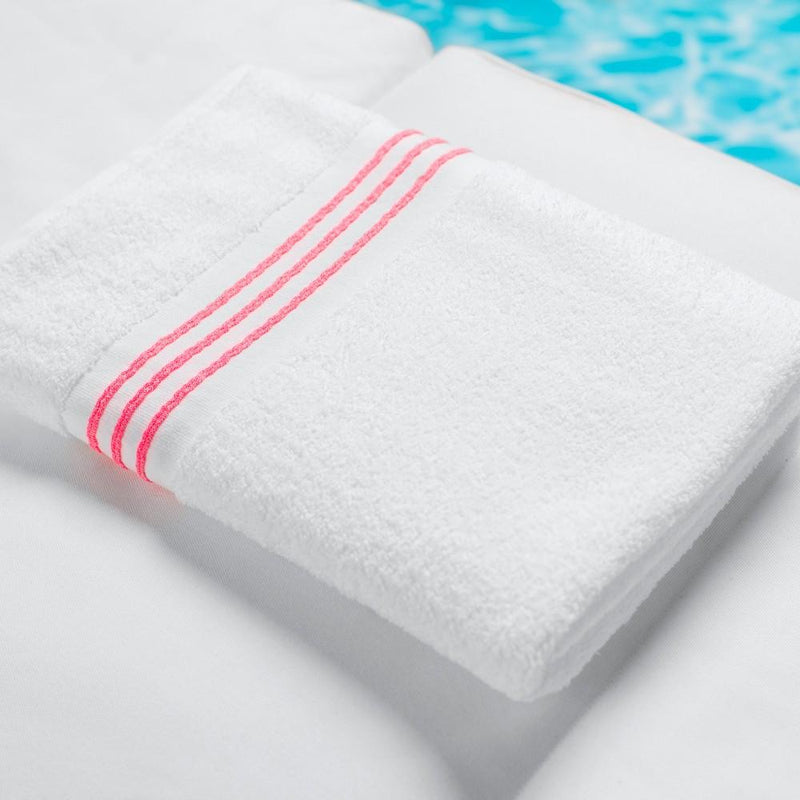 Hotel Stripe Border Pool Towel